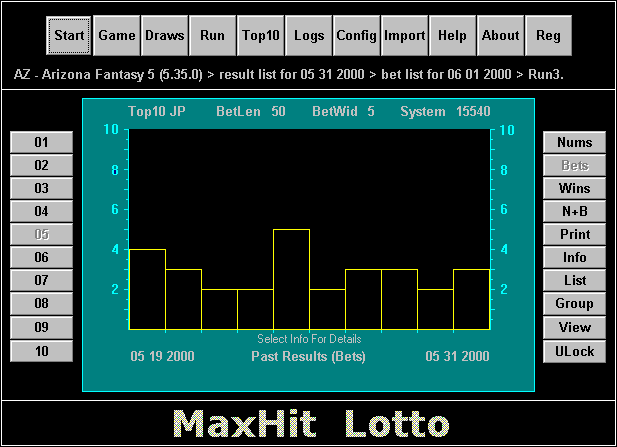screenshot for maxhit lotto pick 5 software