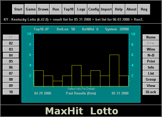 screenshot for maxhit lotto pick 6 software