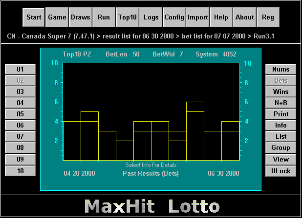 screenshot for maxhit lotto pick 7 software